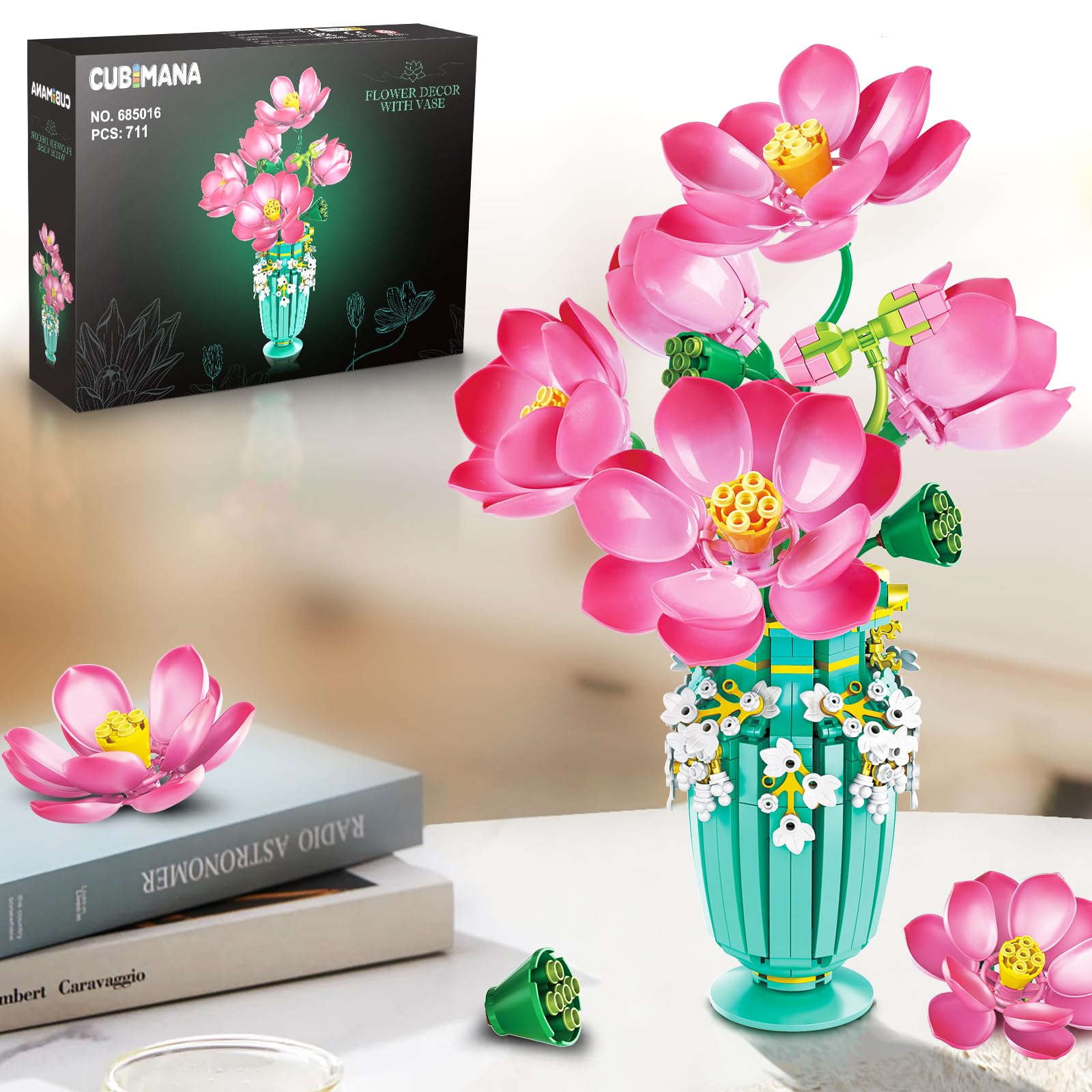 Amazon.com: Flower Bouquet Building Set with Vase - 711 PCS